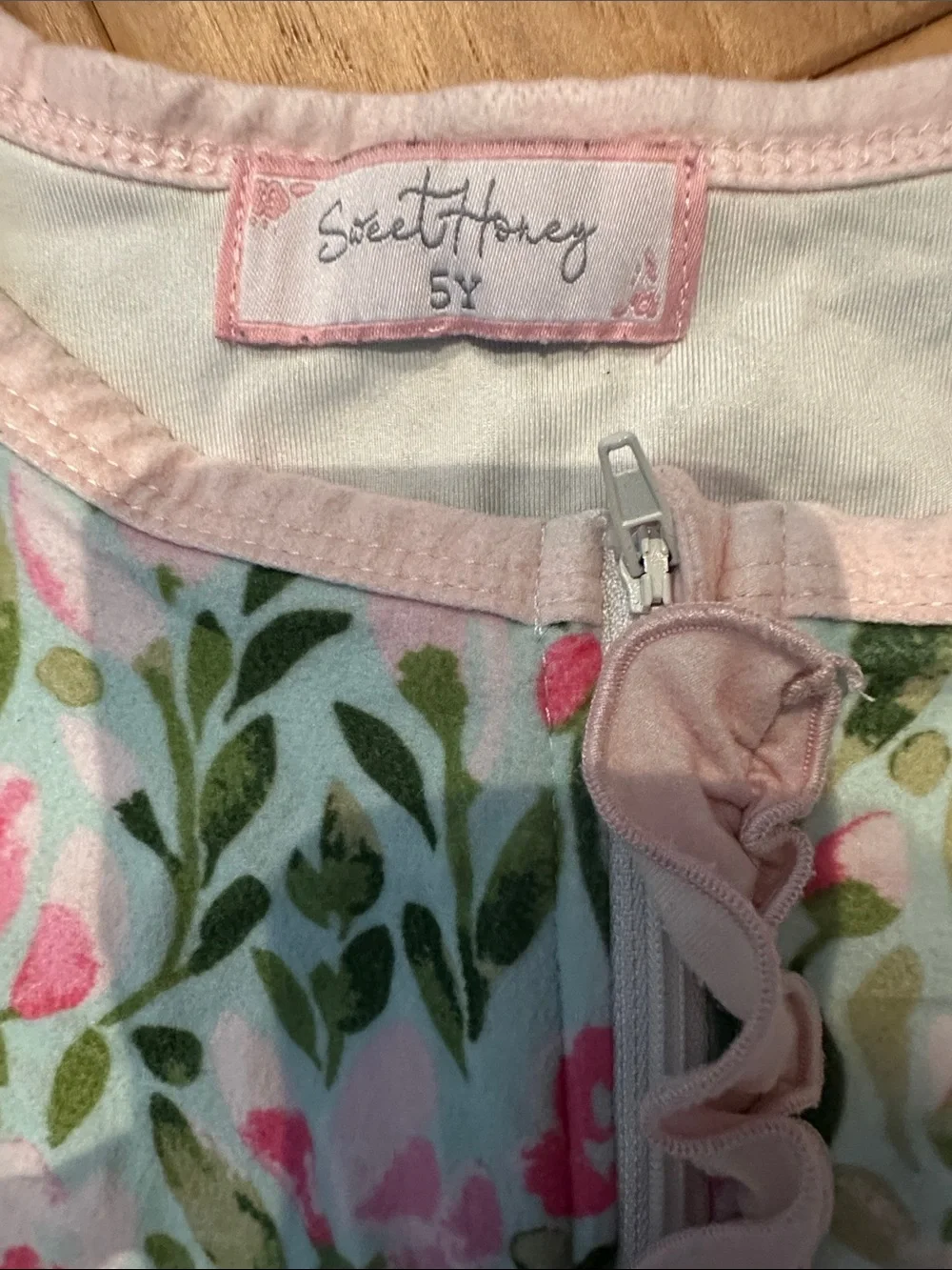 SweetHoney Pink & Green Floral Ruffle One-Piece